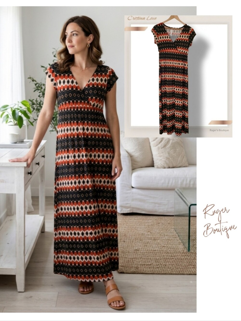 🌿Cristina Love Women's Long Maxi Casual Summer Beach Dress Size Small